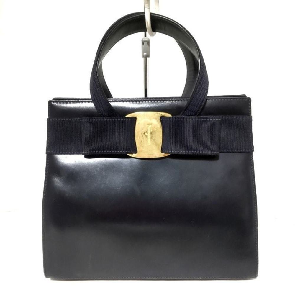 Salvatore Ferragamo Vara Leather Handbag Black